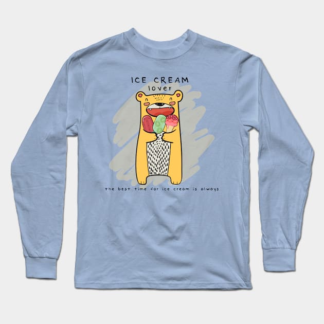 Ice Cream Lover Long Sleeve T-Shirt by Norzeatic